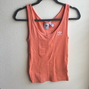adidas Coral-Orange Ribbed Tank Top - Women's Sleeveless Scoop Neck